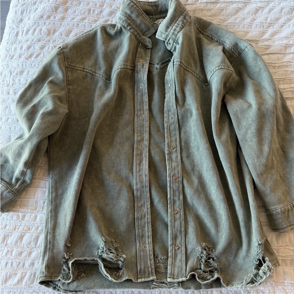 12th Tribe Nashville Nights Green Shirt Jacket OS